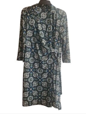 The Limited Navy and Green  Paisley Faux Wrap Dress